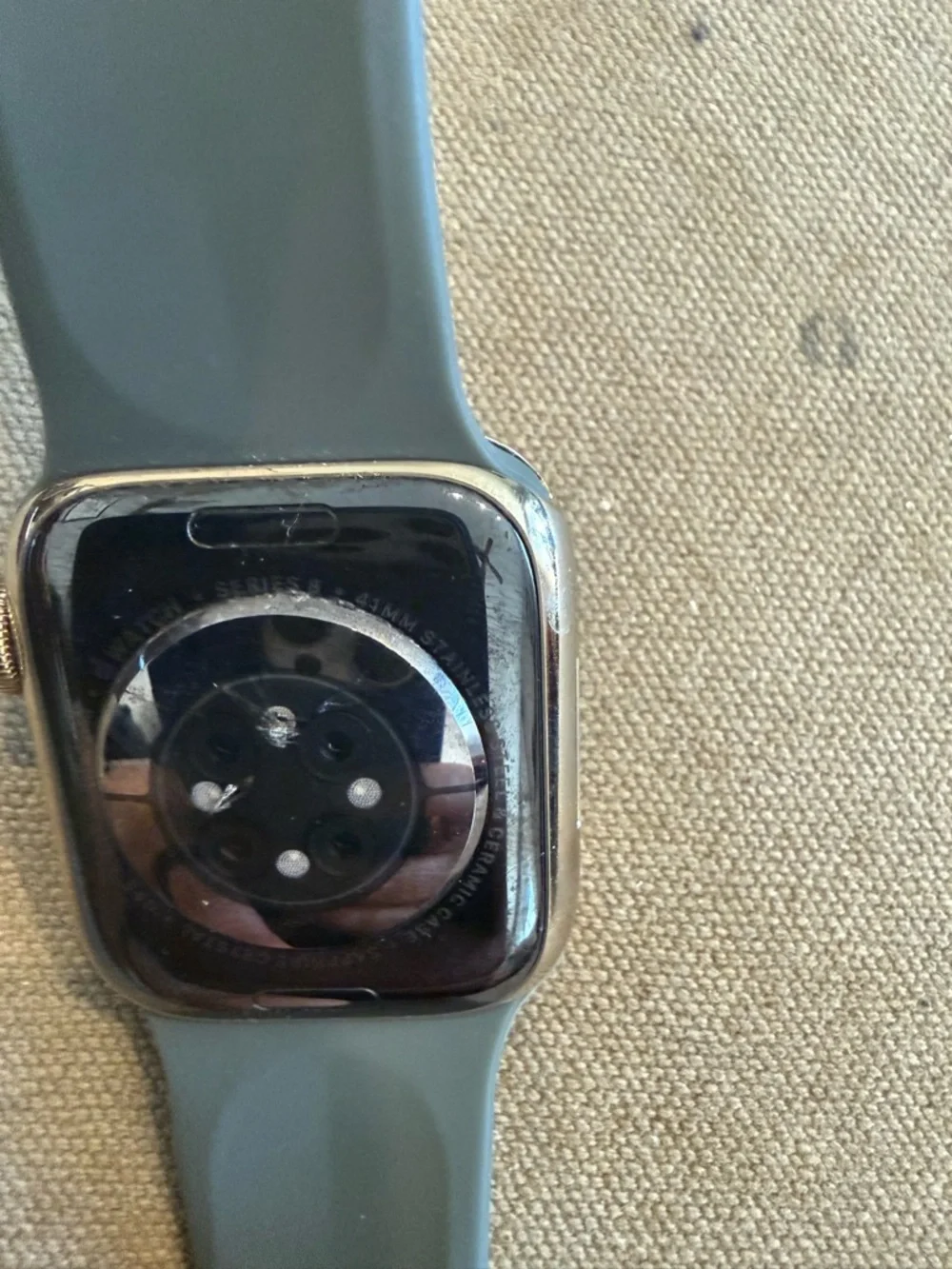 Apple Watch Series 8 Gold Stainless Steel with Olive Green Sport Band